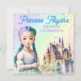 Magic Pastel Princess Fantasy Rainbow Castle Inbjudningar