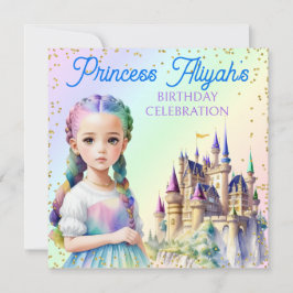 Magic Pastel Princess Fantasy Rainbow Castle Inbjudningar