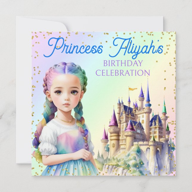 Magic Pastel Princess Fantasy Rainbow Castle Inbjudningar (Framsida)