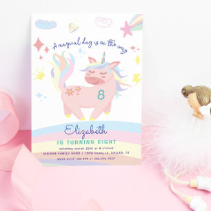 Magic Pastel Rainbow Cute Unicorn Birthday Inbjudningar