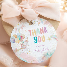 Magic Pastel Unicorn Birthday Tack Gåvor Etiketter
