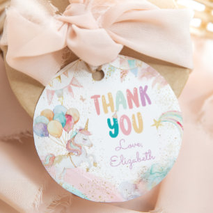 Magic Pastel Unicorn Birthday Tack Gåvor Etiketter