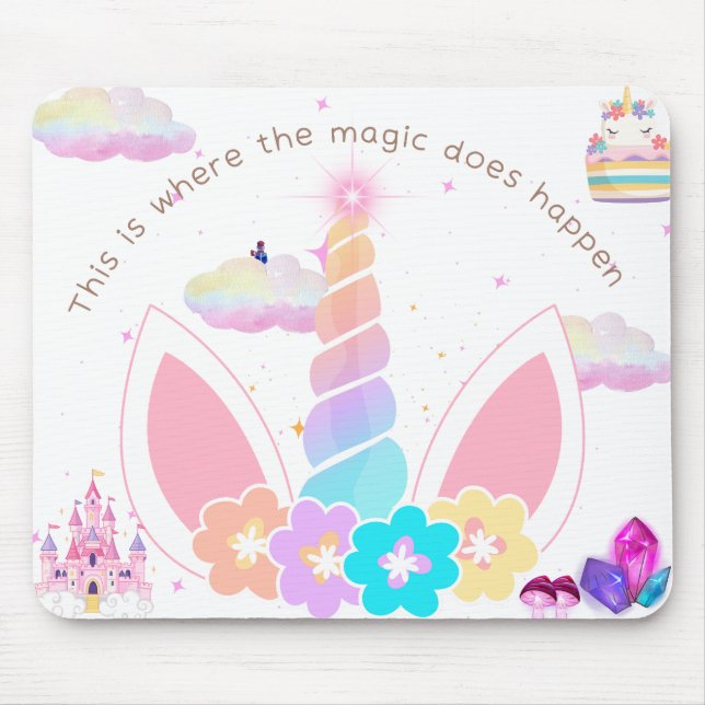 Magic Pastel Unicorn Mouse Pad Musmatta (Framsidan)