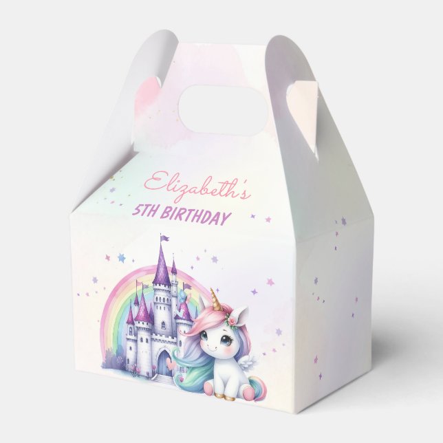 Magic Pastel Unicorn Rainbow Birthday Presentaskar (Framsidan Sidan)