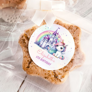 Magic Pastel Unicorn Rainbow Birthday Runt Klistermärke