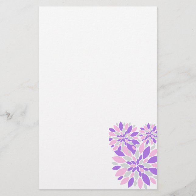 Magic Petals Lila blommor Brevpapper (Framsida)