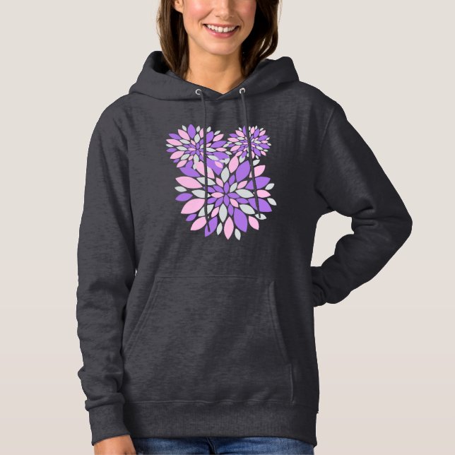 Magic Petals Lila blommor T Shirt (Framsida)