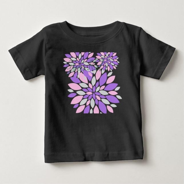 Magic Petals Lila blommor T Shirt (Framsida)