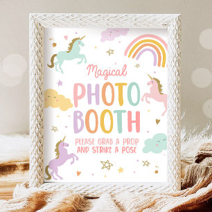 Magic Photo Booth Unicorn Girl Födelsedagsfest Poster