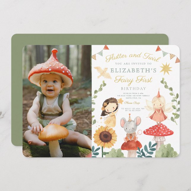 Magic Photo Enchanted Fairy First Birthday Inbjudningar (Skapare uppladdad)
