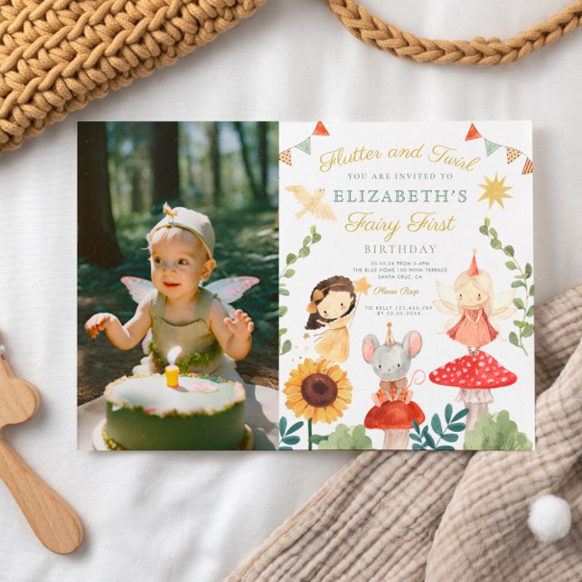 Magic Photo Enchanted Fairy First Birthday Inbjudningar (Skapare uppladdad)