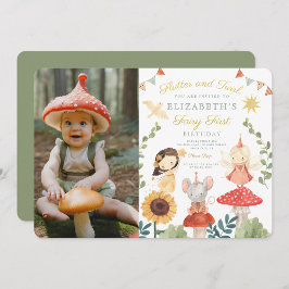 Magic Photo Enchanted Fairy First Birthday Inbjudningar