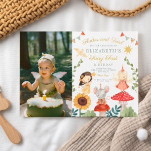 Magic Photo Enchanted Fairy First Birthday Inbjudningar