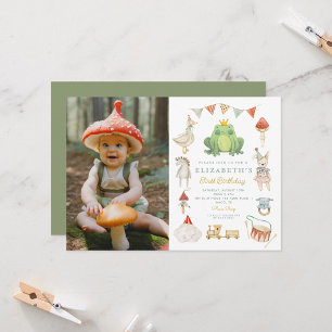 Magic Photo Enchanted Frog First Birthday Inbjudningar