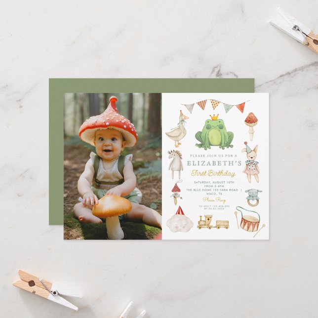 Magic Photo Enchanted Frog First Birthday Inbjudningar (Skapare uppladdad)