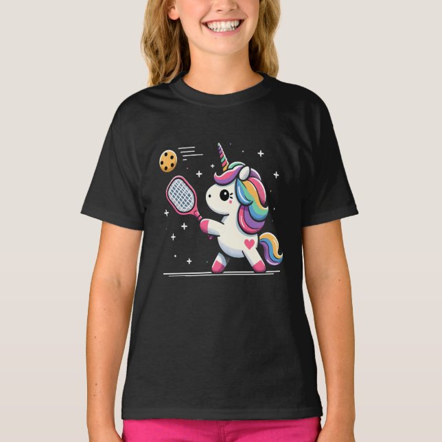 Magic Pickleball Unicorn - Funny Fantasy Player T Shirt (Framsida)