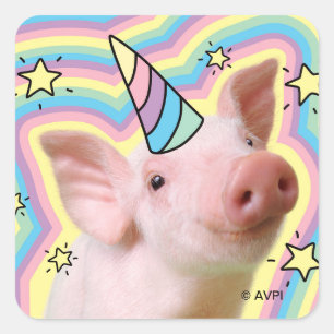 Magic Piglet Unicorn Fyrkantigt Klistermärke