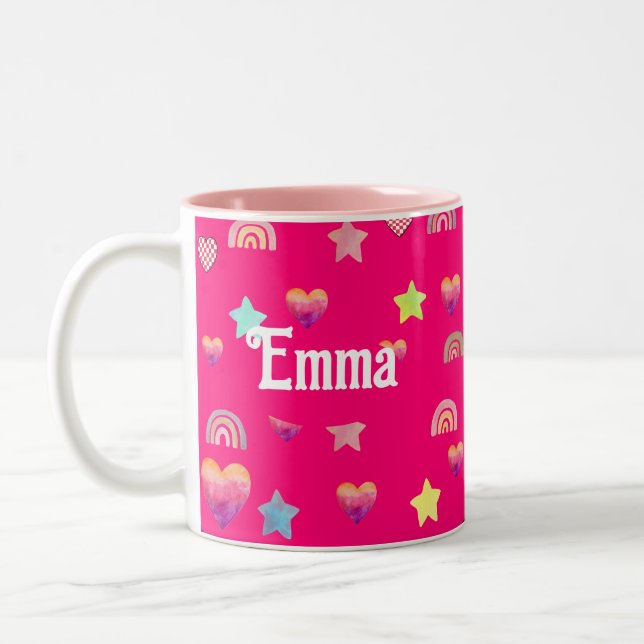 Magic pink candy world Två-Tonad mugg (Vänster)