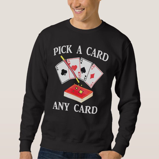 Magic - Plocka A Card any card - Magician - Tricks Lång Ärmad Tröja (Framsida)