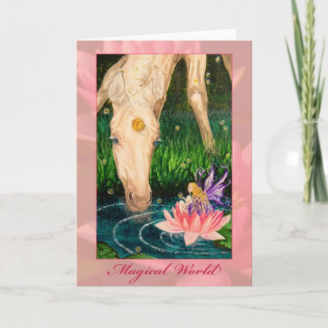 Magic Pond Unicorn & Fairy Fantasy-hälsningskort Kort (Framsida)