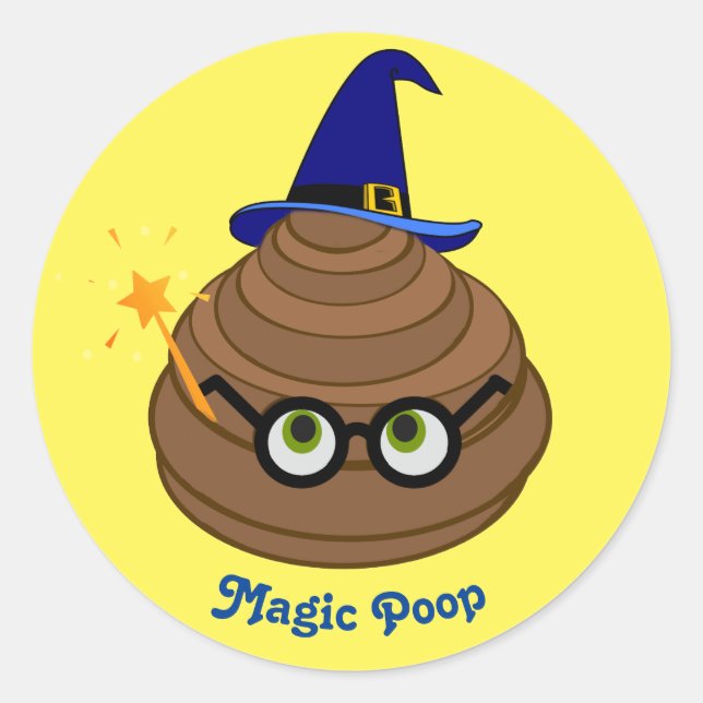 Magic Poop Emoji Runt Klistermärke (Framsida)