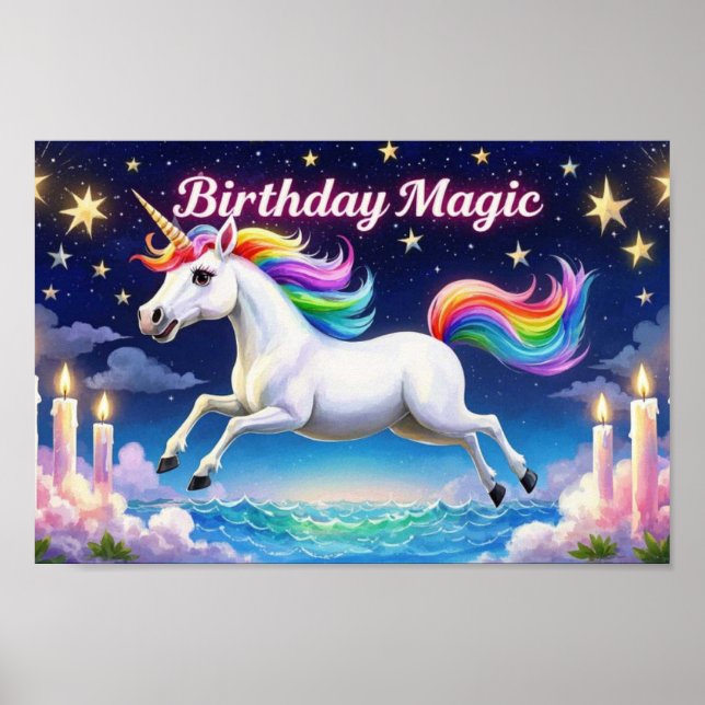 Magic poster Whimsical Unicorn party art (Framsidan)