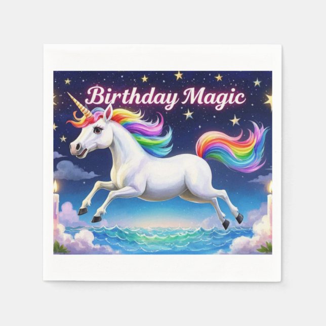 Magic poster Whimsical Unicorn party art Pappersservett (Framsidan)