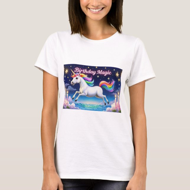 Magic poster Whimsical Unicorn party art T Shirt (Framsida)