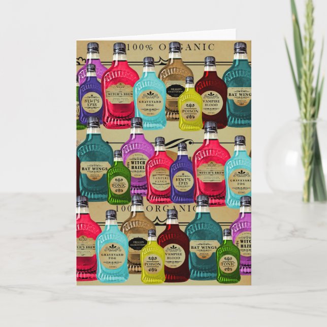 Magic Potion Apothecary Halloween Tonic Flaskor Kort (Framsida)