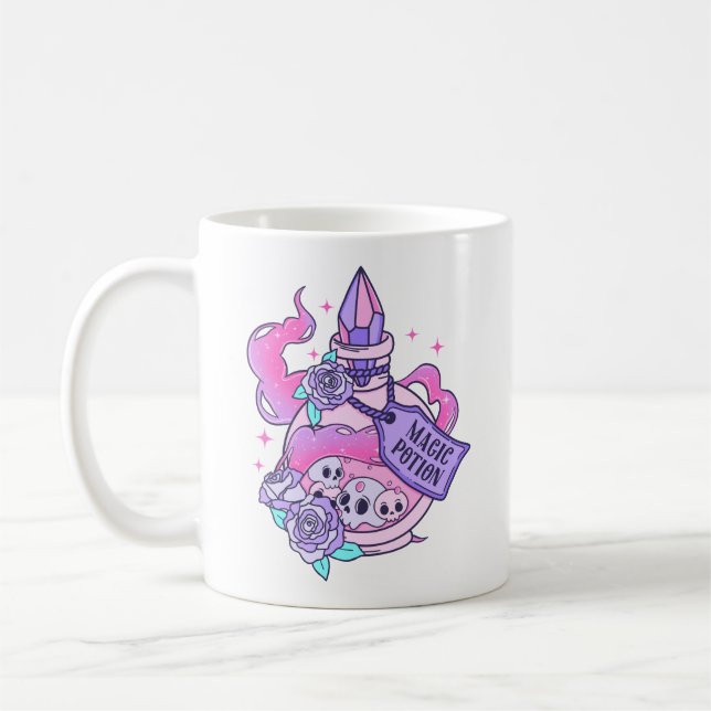 Magic Potion Cute Rosa Halloween Potion Flaska Kaffemugg (Vänster)