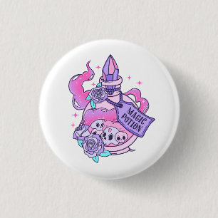 Magic Potion Cute Rosa Halloween Potion Flaska Knapp