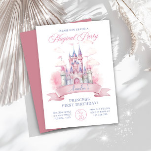 Magic Princess Castle 1:a födelsedagsinbjudan Inbjudningar