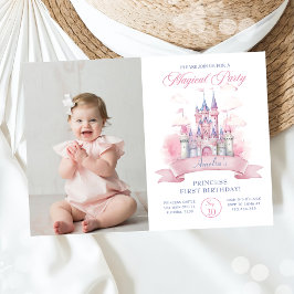 Magic Princess Castle 1st Birthday Photo Inbjudningar