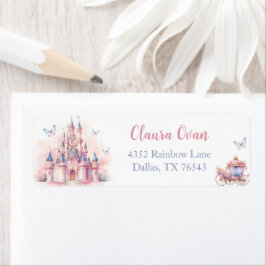 Magic Princess Castle Birthday-adressetikett Returadress Etikett