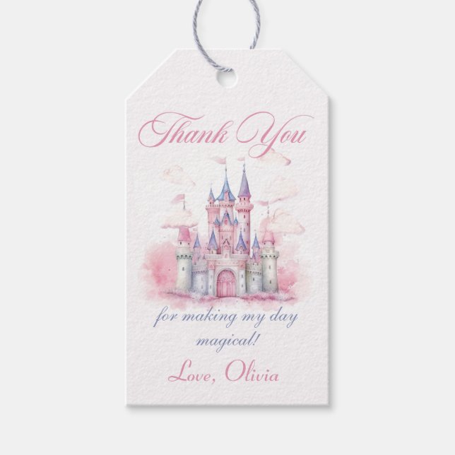 Magic Princess Castle Girl Födelsedagsfest Gift Mä Presentetikett (Framsidan)