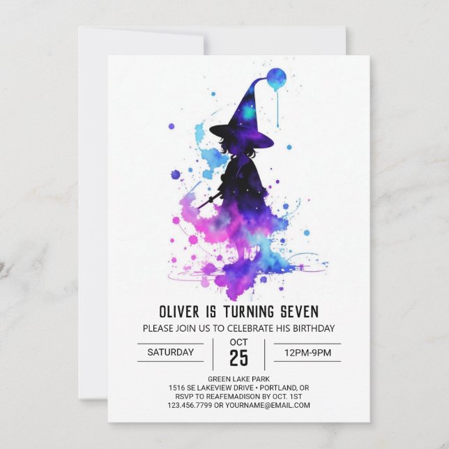 Magic Printable Wizardry Birthday Inbjudningar (Framsida)