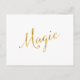 Magic Quote Faux Gold Foil Citotes Humor Sparkly Vykort