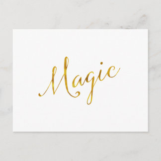 Magic Quote Faux Gold Foil Citotes Humor Sparkly Vykort