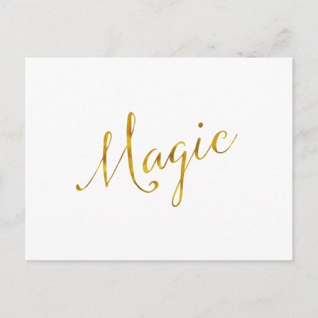 Magic Quote Faux Gold Foil Citotes Humor Sparkly Vykort (Framsida)