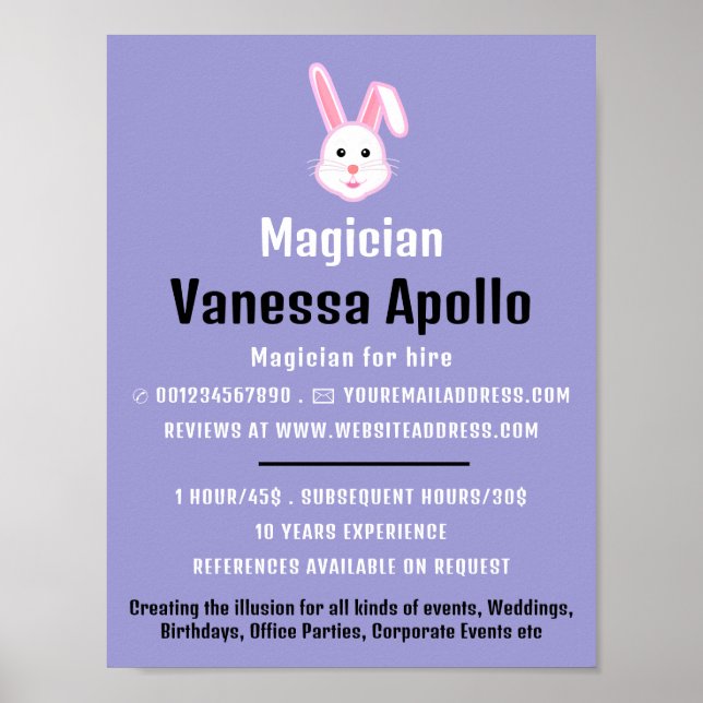 Magic Rabbit, Magician Advertising Poster (Framsidan)