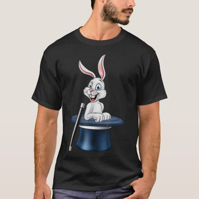 Magic Rabbit Magician Hat T Shirt (Framsida)