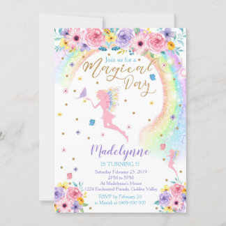 Magic Rainbow Fairy Party-inbjudan Inbjudningar