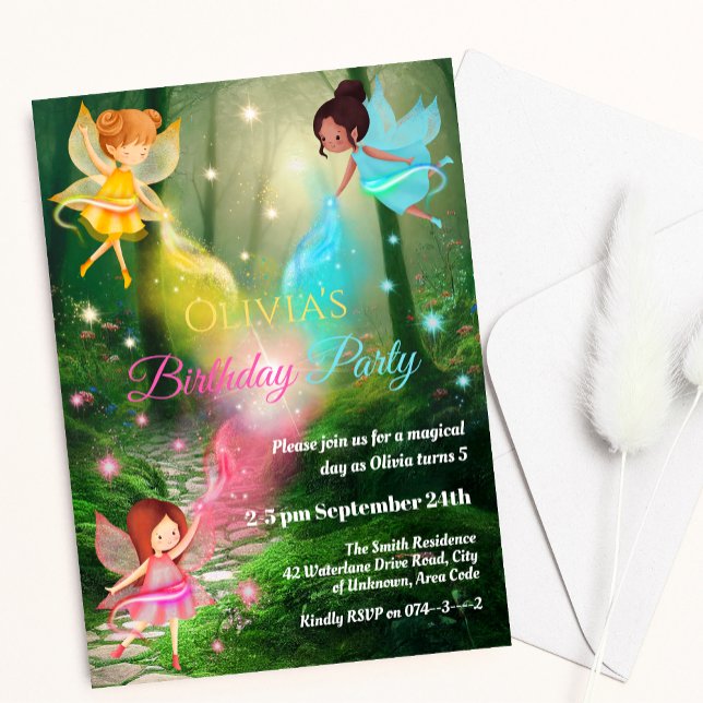 Magic Rainbow Forest Fairy Girl Kid Birthday Inbjudningar (Skapare uppladdad)