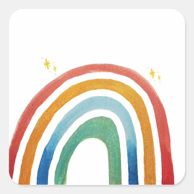 Magic Rainbow Fyrkantigt Klistermärke (Framsida)