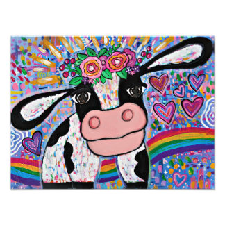 Magic Rainbow Moo-Moo Kärlek Cow Fototryck