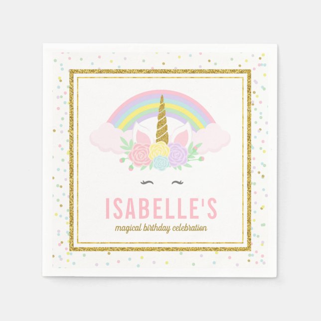 Magic Rainbow och Unicorn Napkins Pappersservett (Framsidan)