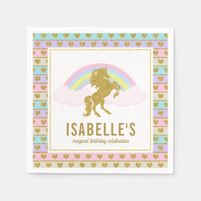 Magic Rainbow och Unicorn Napkins Pappersservett (Framsidan)