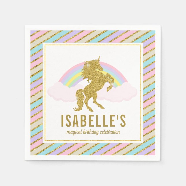 Magic Rainbow och Unicorn Napkins Pappersservett (Framsidan)
