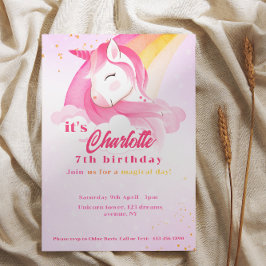 Magic Rainbow Pastel Unicorn-födelsedag Inbjudningar