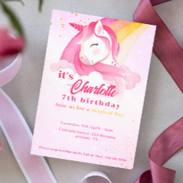 Magic Rainbow Pastel Unicorn Qr-kodfödelsedag Inbjudningar